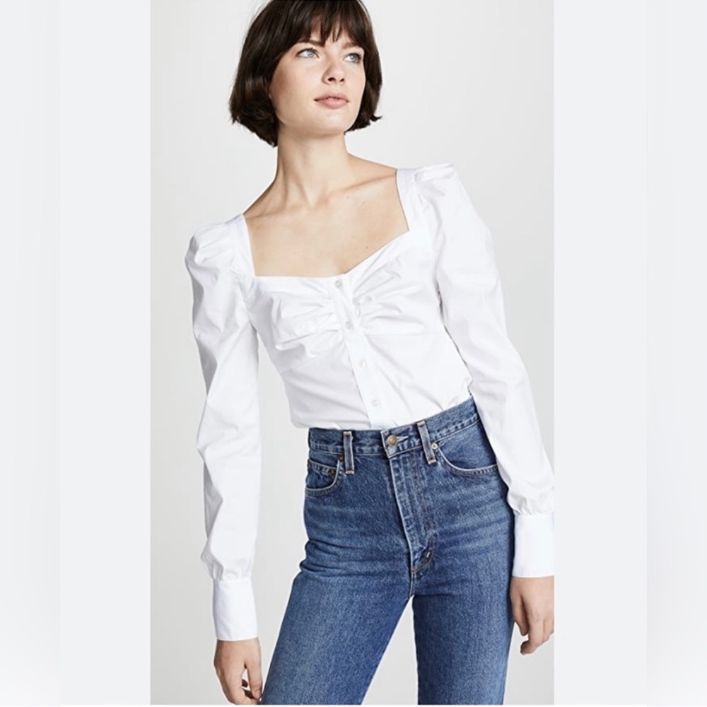 Veronica Beard Frankie Top Puff Shoulders button down